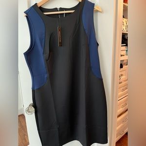 Scuba dress color block black and blue, 18 WP